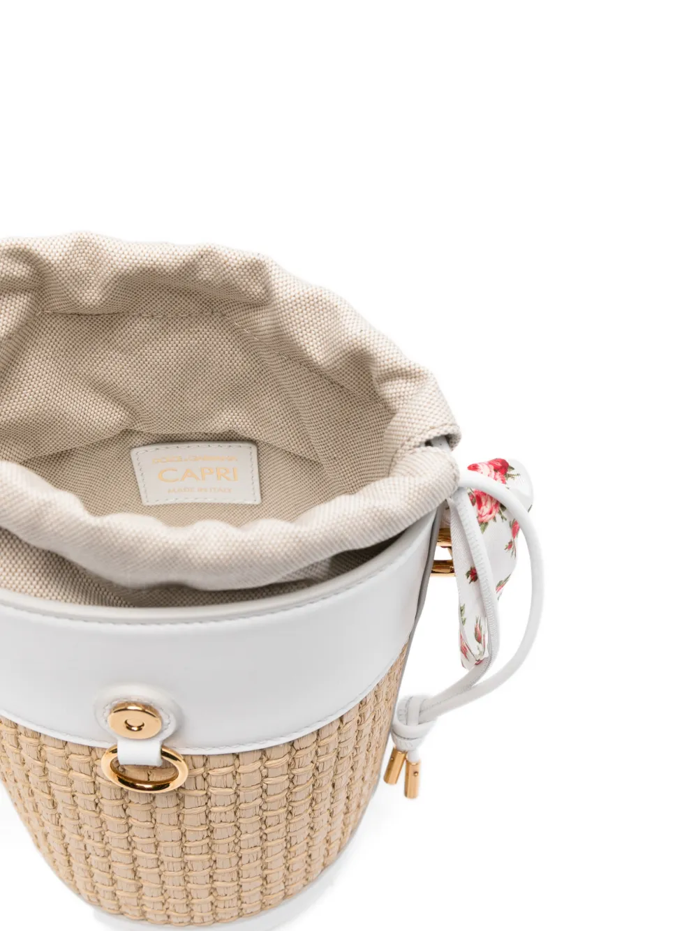 Dolce & Gabbana Capri bucket-tas met bloemenprint Beige