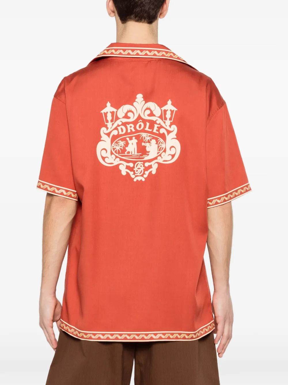 Drôle De Monsieur Brodée Danseurs overhemd met zigzag afwerking Oranje