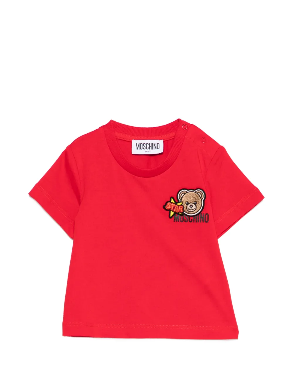 Moschino Kids teddy star-appliqué T-shirt - Rosso