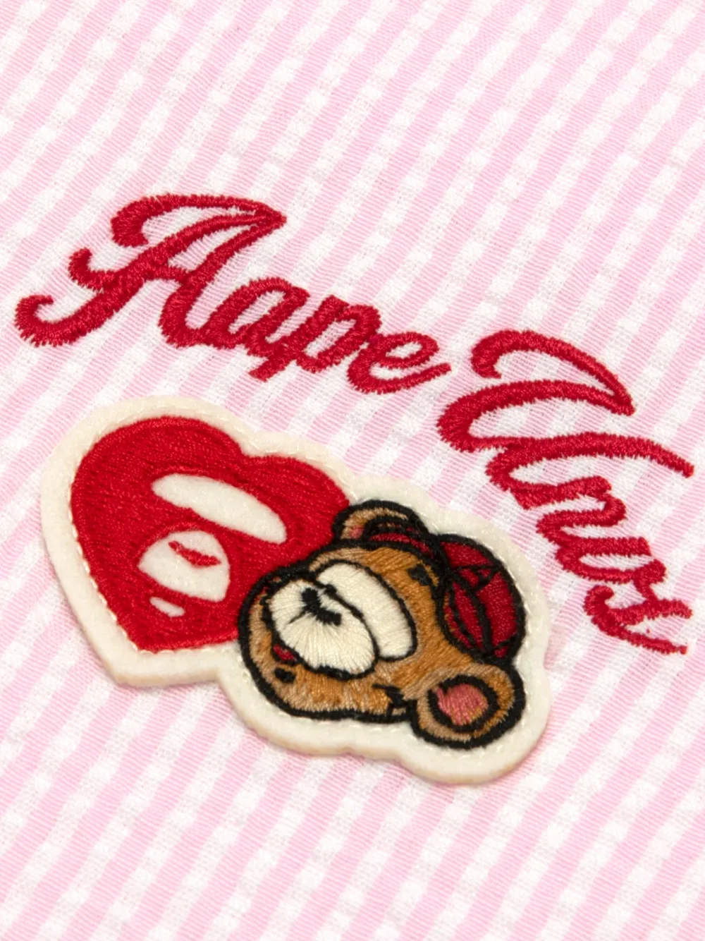  Aape By *a Bathing Ape® Embroidered Striped Shirt - Pink 