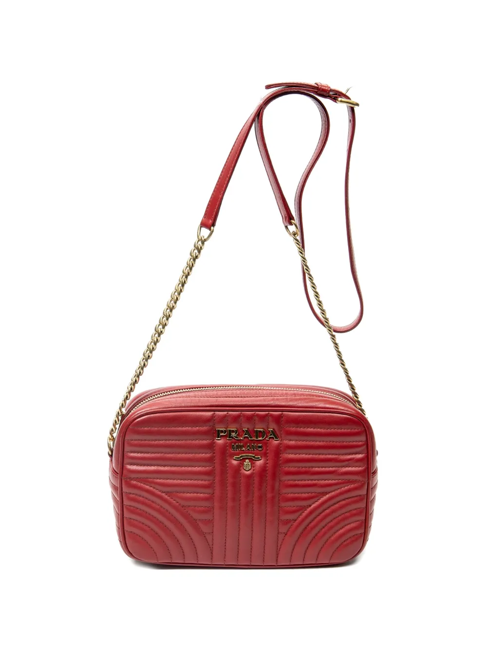 Prada Pre-Owned Diagramme quilted chain bag - Rosso