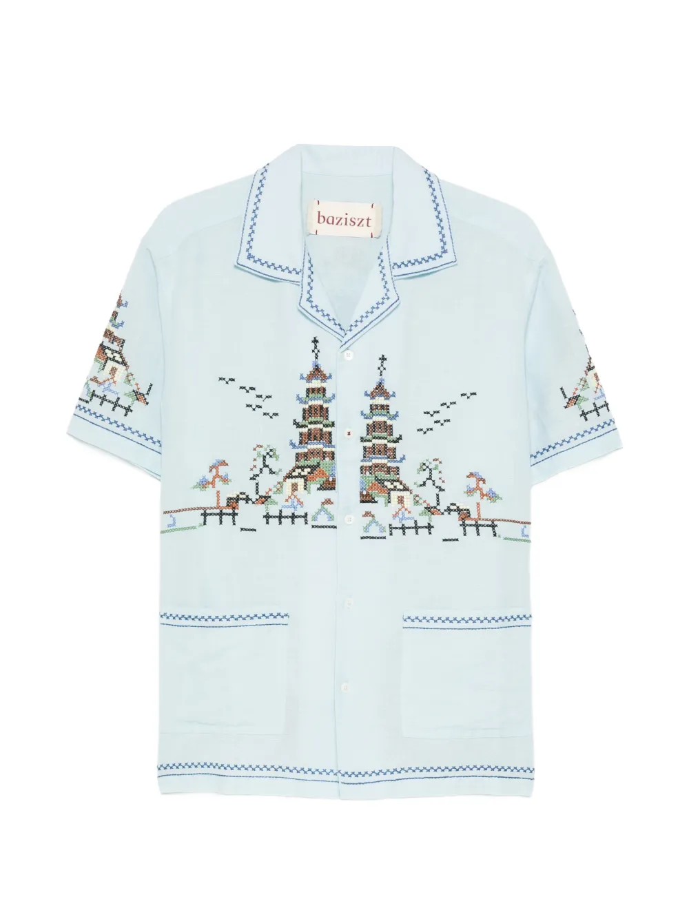 Baziszt Meguru patch-pocket shirt - Blau