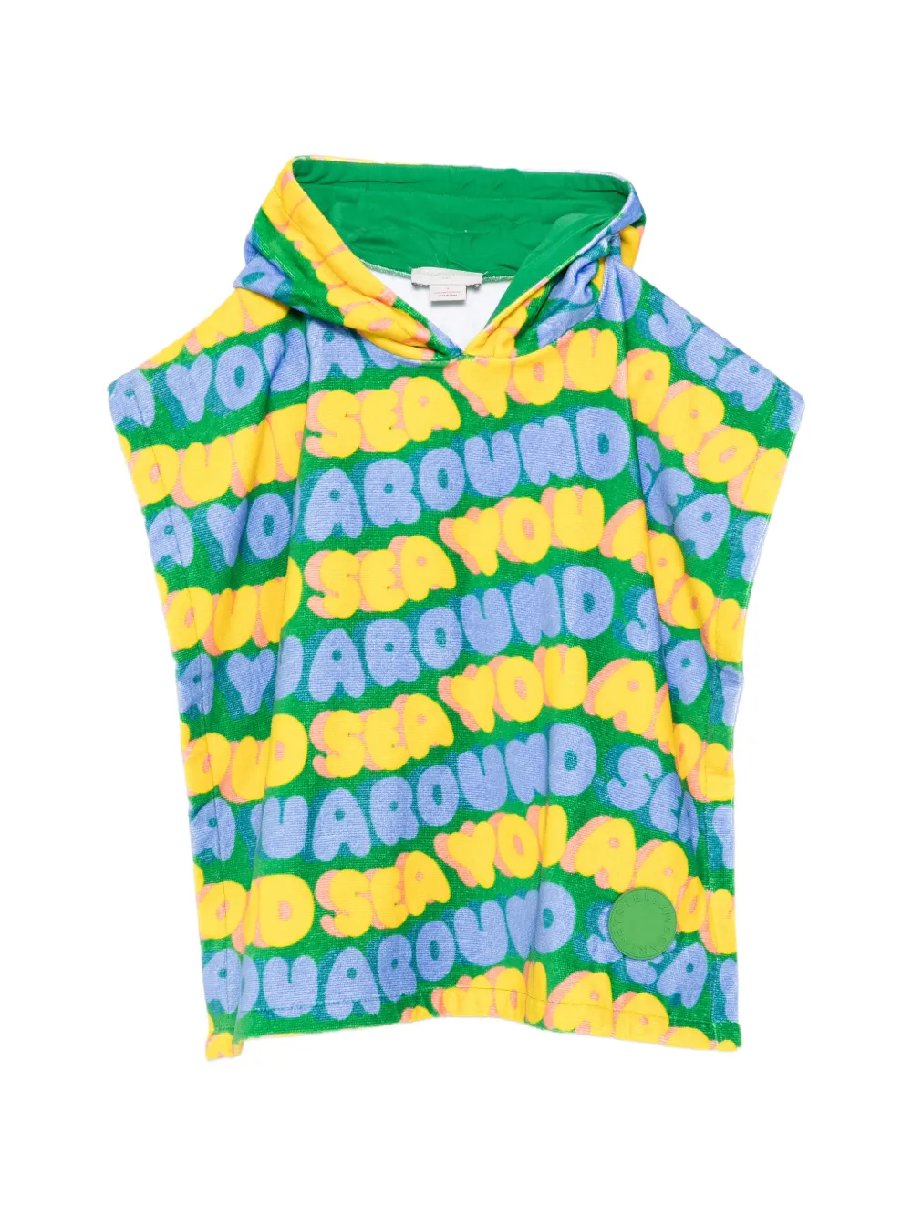 Stella McCartney Kids hooded graphic towel poncho - Verde