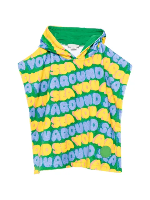 Stella McCartney Kids poncho con capucha y motivo gráfico