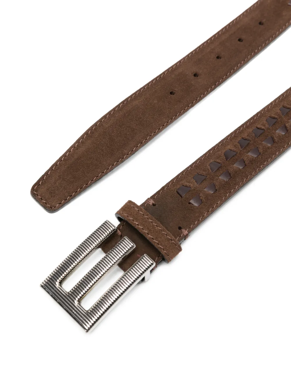 ETRO Leren riem met logogesp Bruin