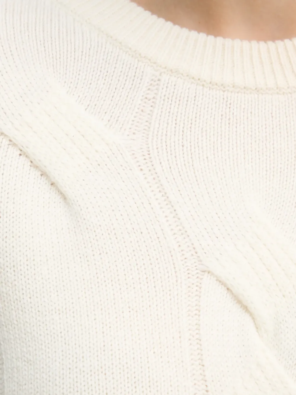 Benetton Kabelgebreide trui Wit