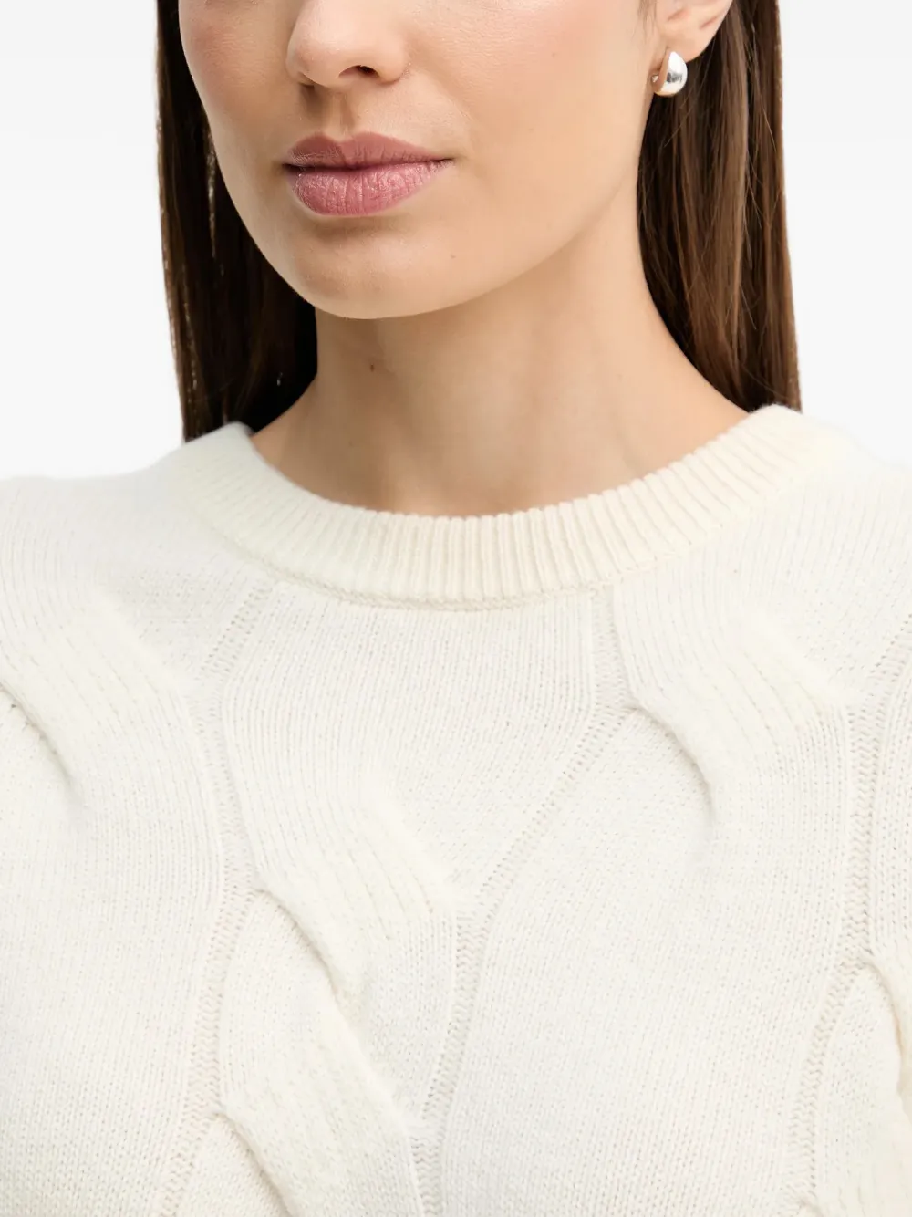 Benetton Kabelgebreide trui Wit