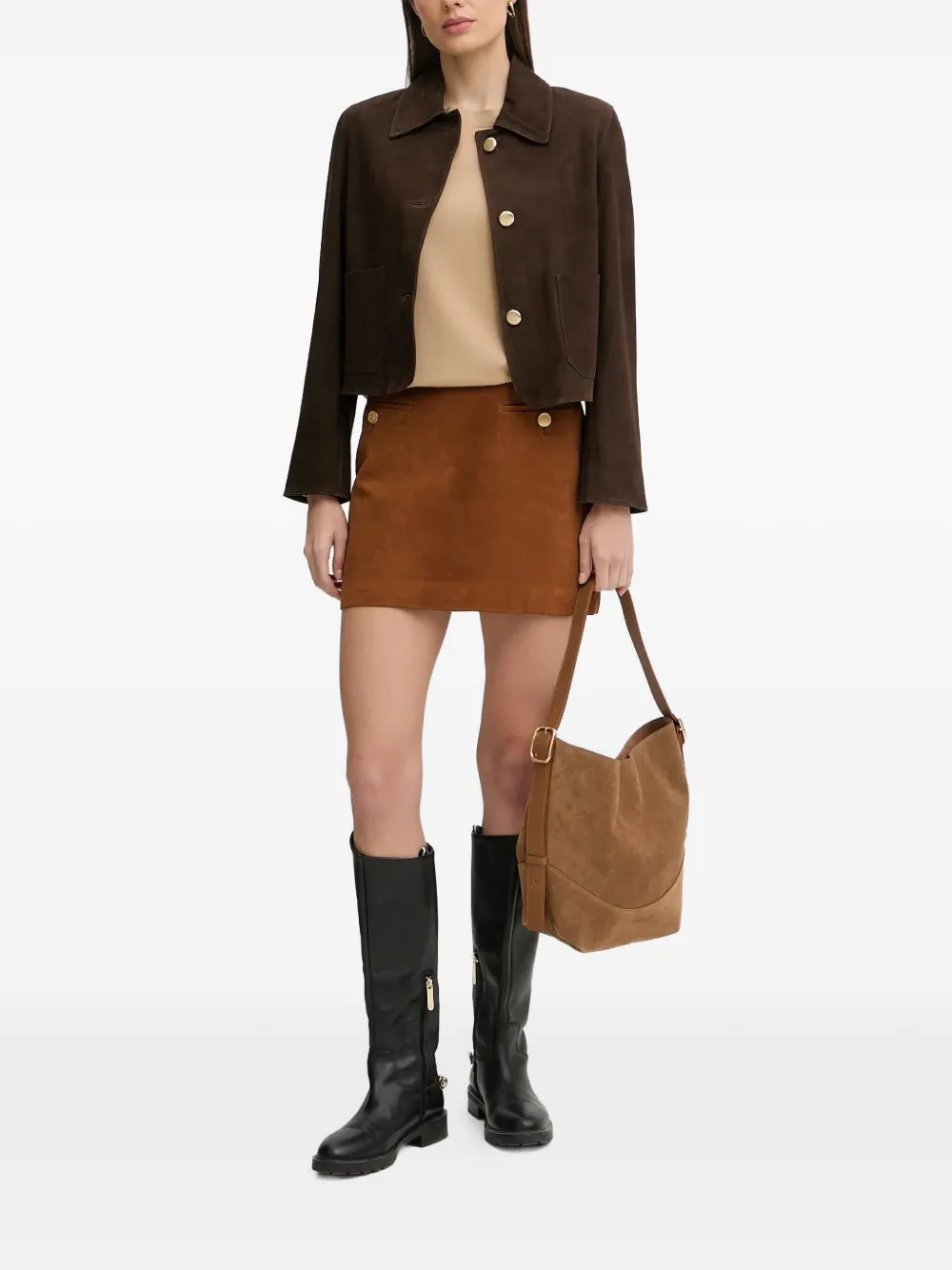  Pedro Del Hierro Buttoned Suede Jacket - Brown 