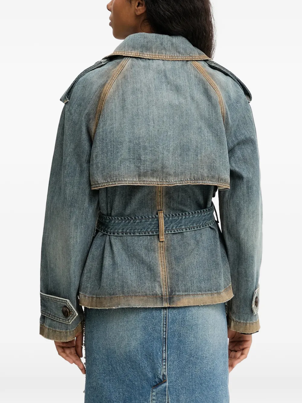  Miss Sixty Belted Double-breasted Denim Jacket - Blue 
