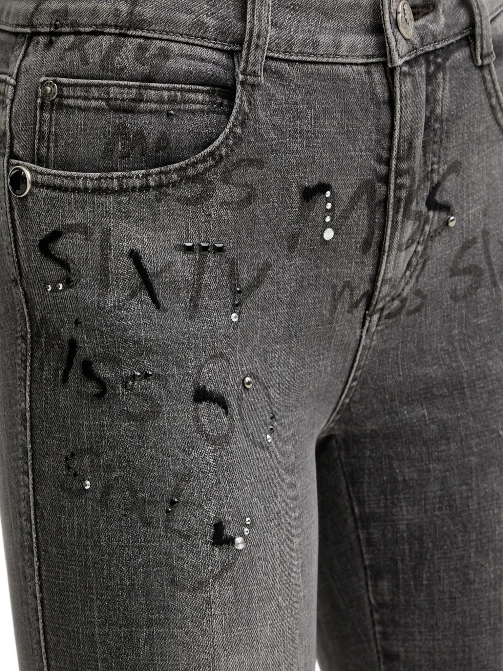 Front-Embellished Flared Jeans