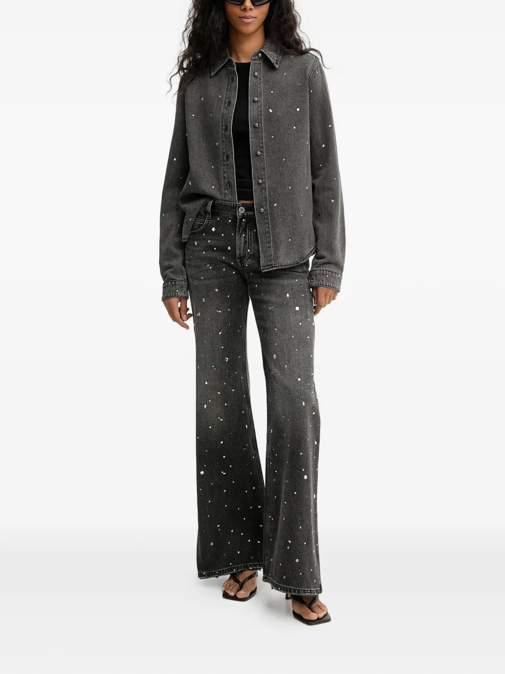  Miss Sixty Embellished Flared Jeans - Black 