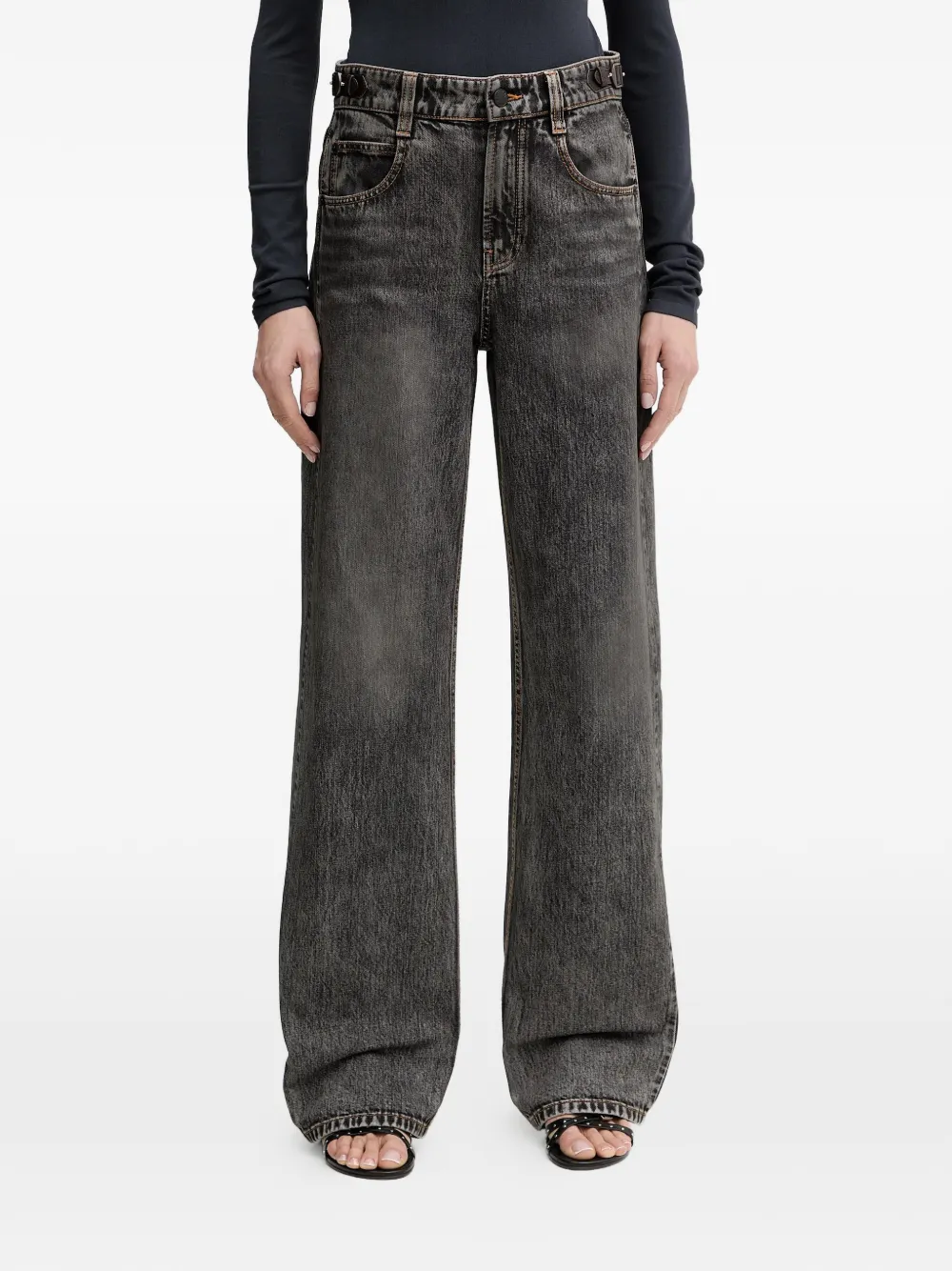 Miss Sixty leather-panel loose-fit denim jeans - Nero