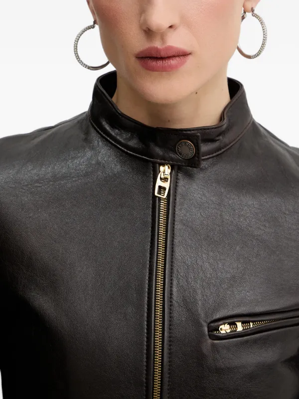 Miss Sixty Zipped Leather Jacket | Brown | FARFETCH KW