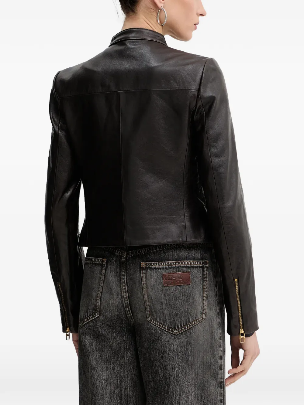 Miss Sixty Zipped Leather Jacket | Brown | FARFETCH KW