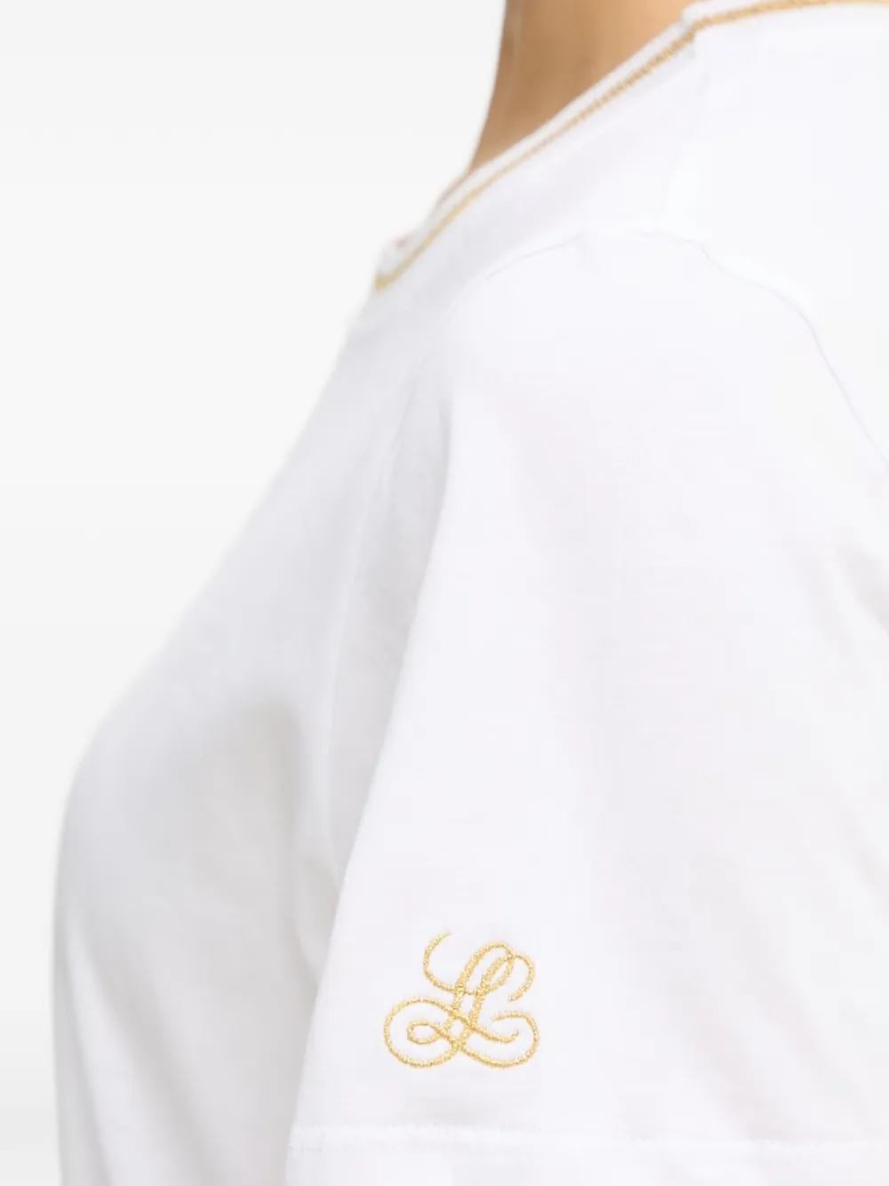 LUISA SPAGNOLI Balearica T-shirt met lurex-detail Wit