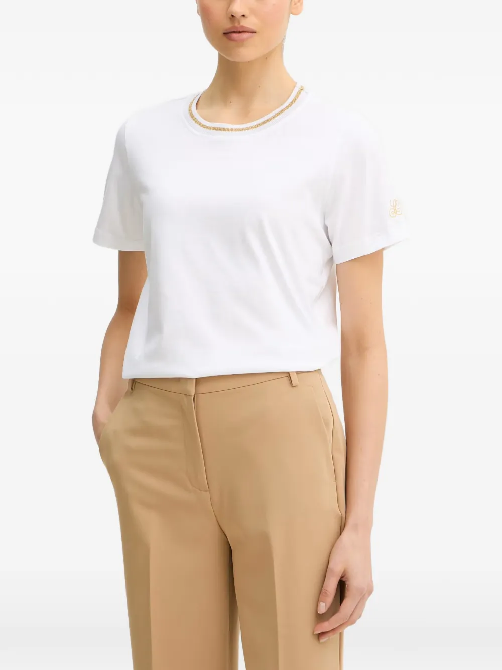 LUISA SPAGNOLI Balearica lurex-detail T-shirt - Bianco