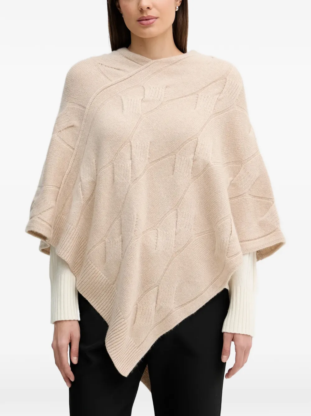 Benetton Cable-knit Cape In Brown