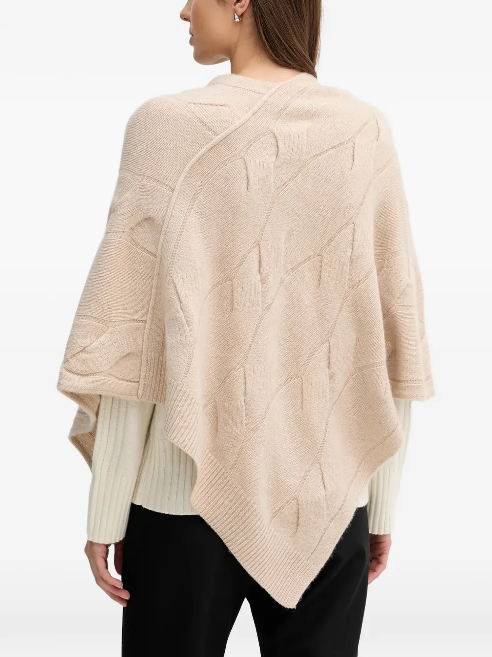  Benetton Cable-knit Cape - Neutrals 