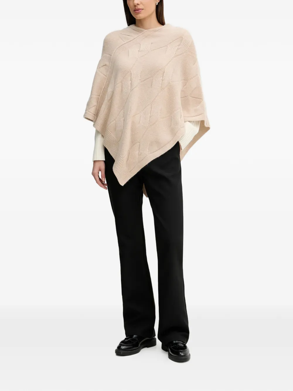  Benetton Cable-knit Cape - Neutrals 