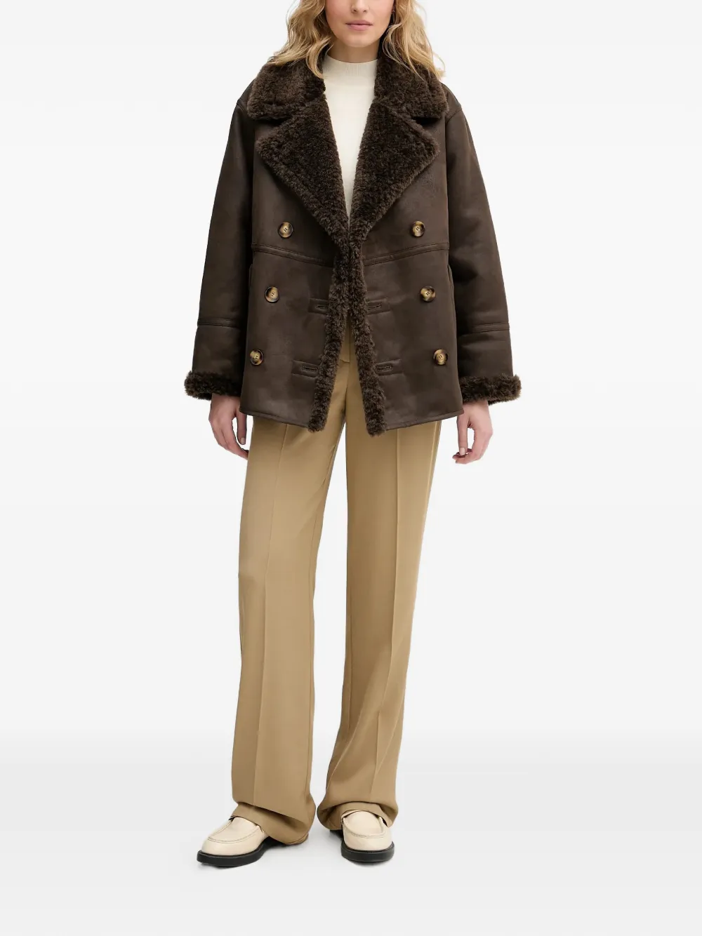 Button Double-Breasted Coat