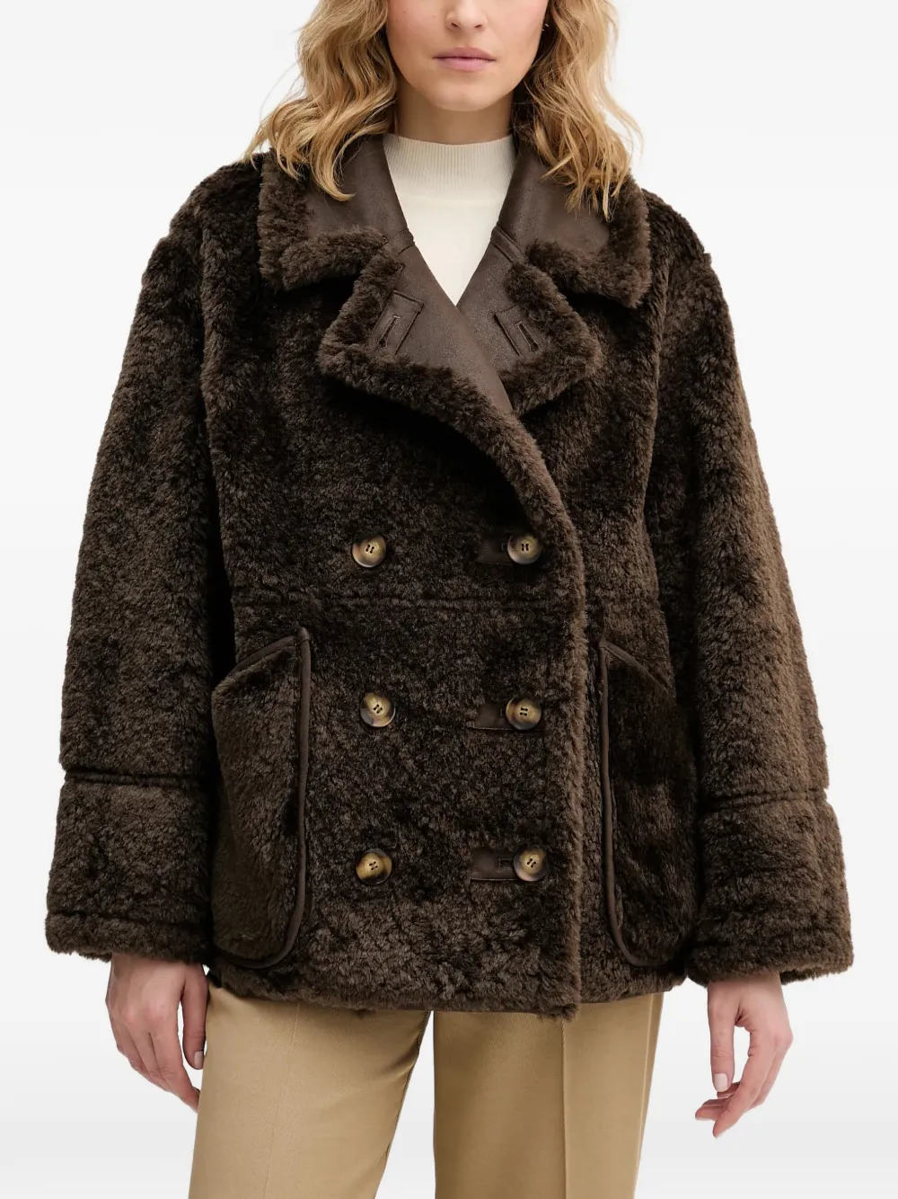 Pedro Del Hierro button double-breasted coat - Marrone