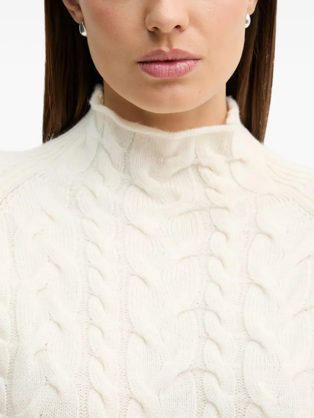 Benetton Kabelgebreide coltrui Beige