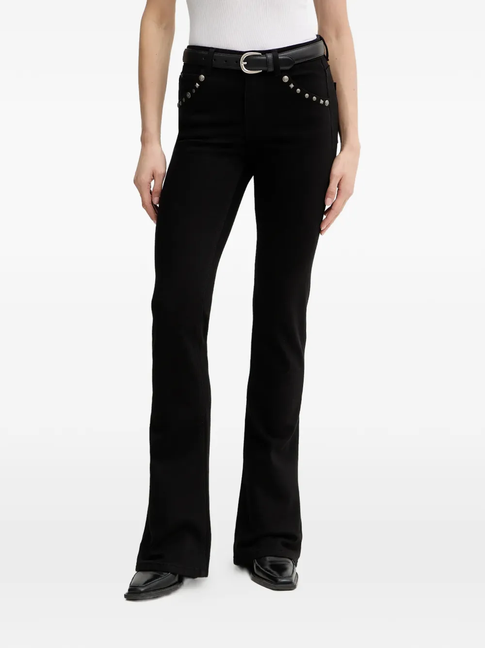 Miss Sixty studded-detail flared jeans - Nero