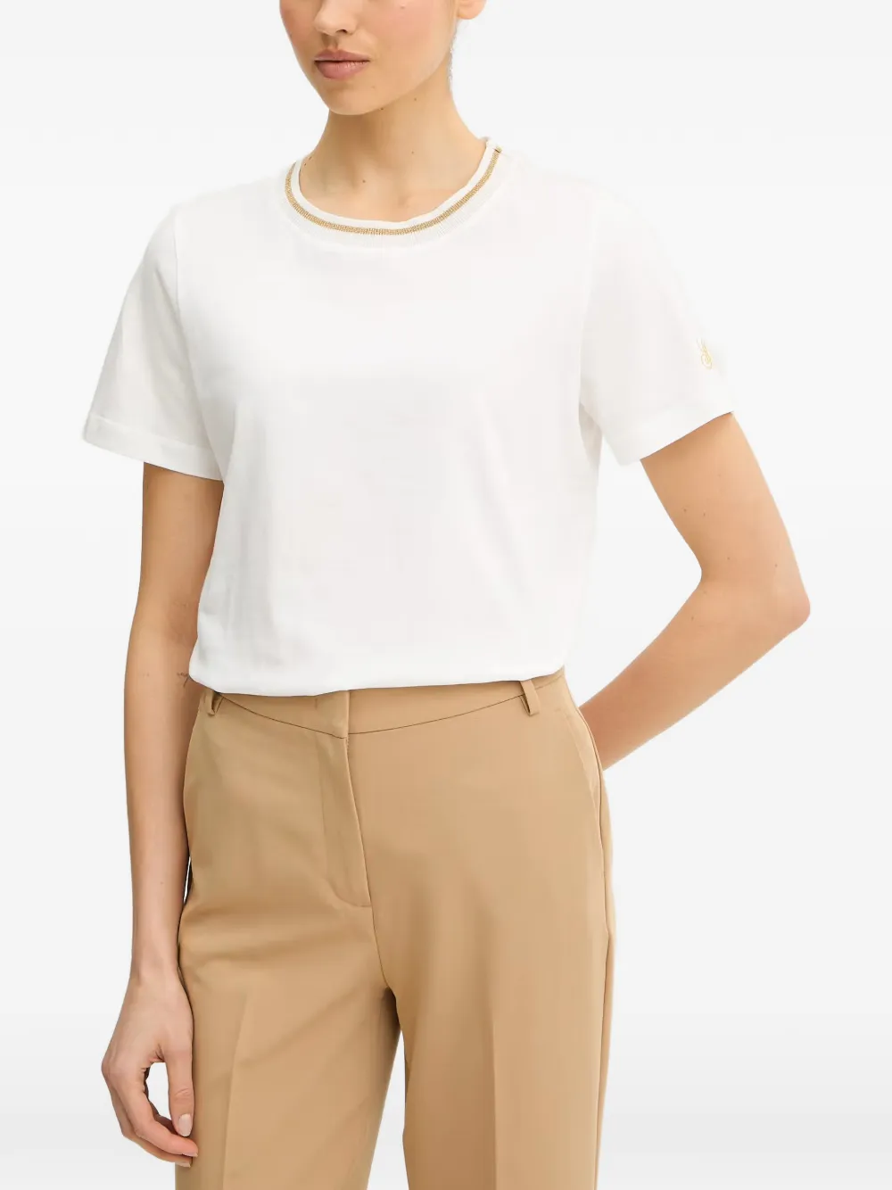 LUISA SPAGNOLI Balearica lurex-detail T-shirt - Bianco