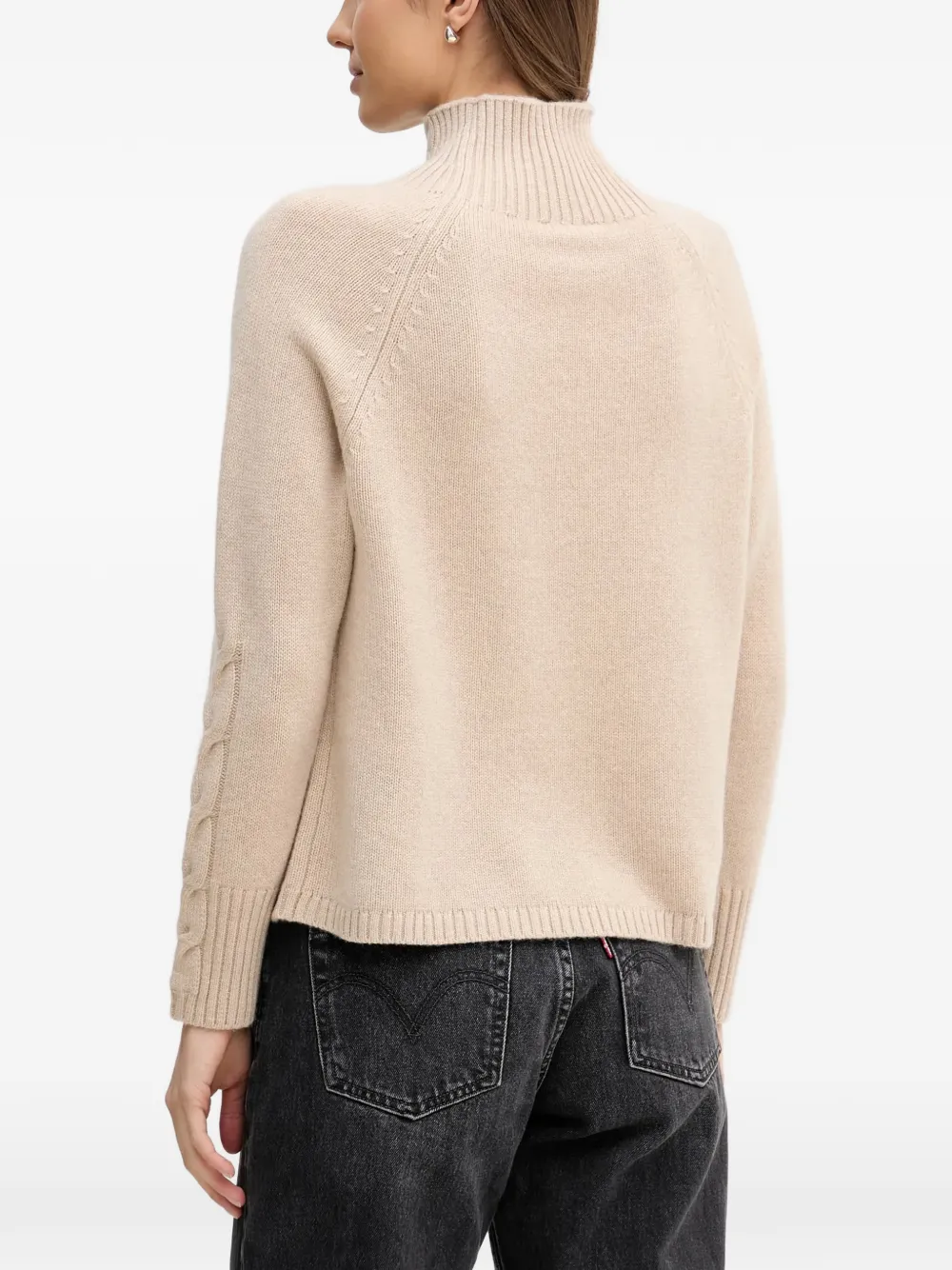  Benetton Cable-knit High-neck Sweater - Neutrals 