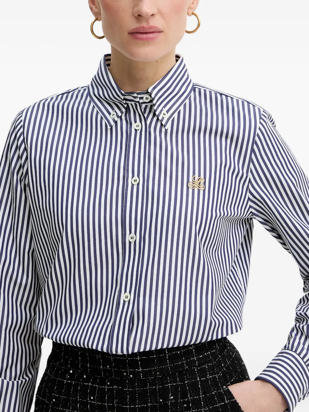 LUISA SPAGNOLI Barratura button-down blouse met borduurwerk Blauw