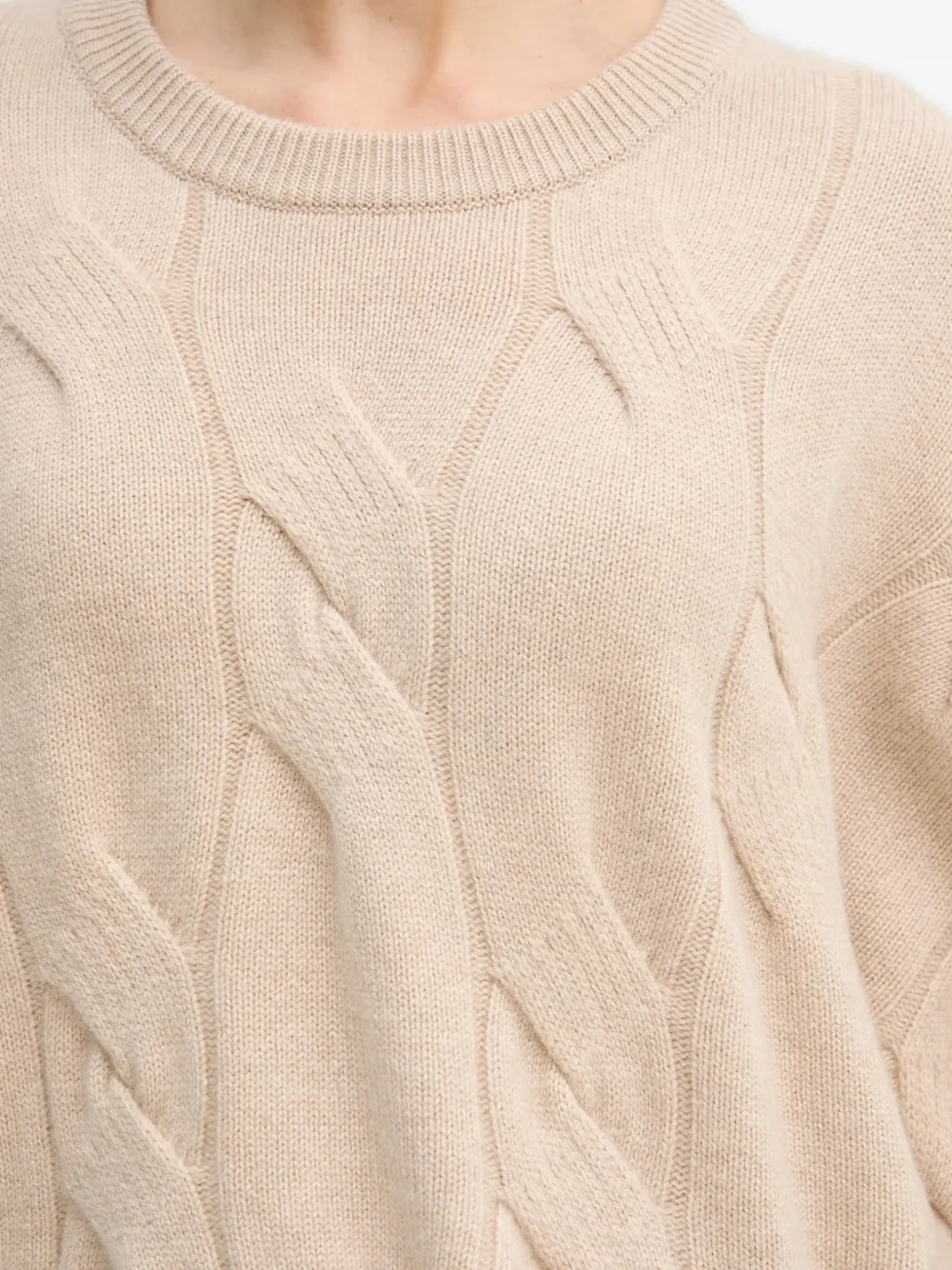 Benetton Kabelgebreide trui Beige