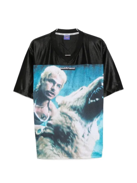 BADFRIEND printed V-neck T-shirt