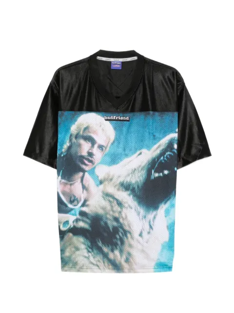 BADFRIEND printed V-neck T-shirt