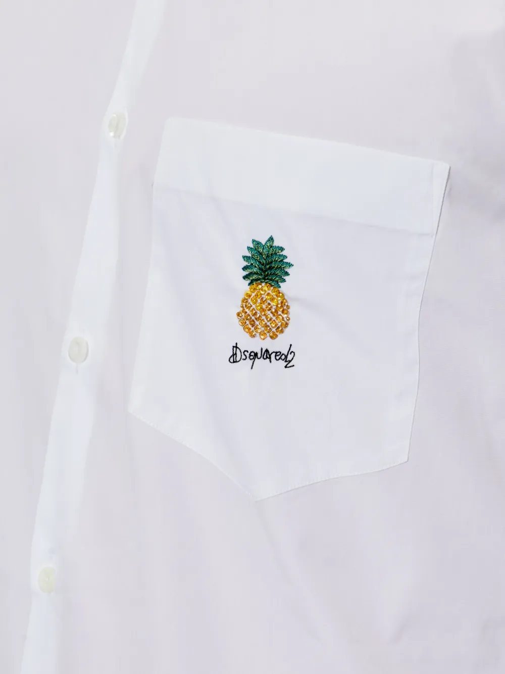 DSQUARED2 Overhemd met geborduurde ananas Wit