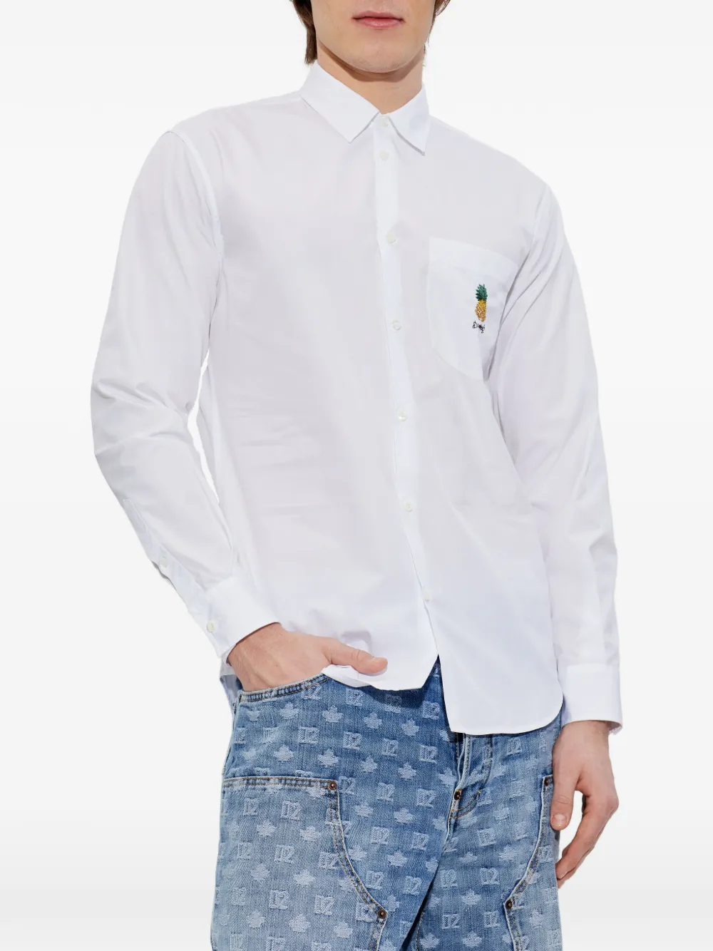 DSQUARED2 Overhemd met geborduurde ananas Wit