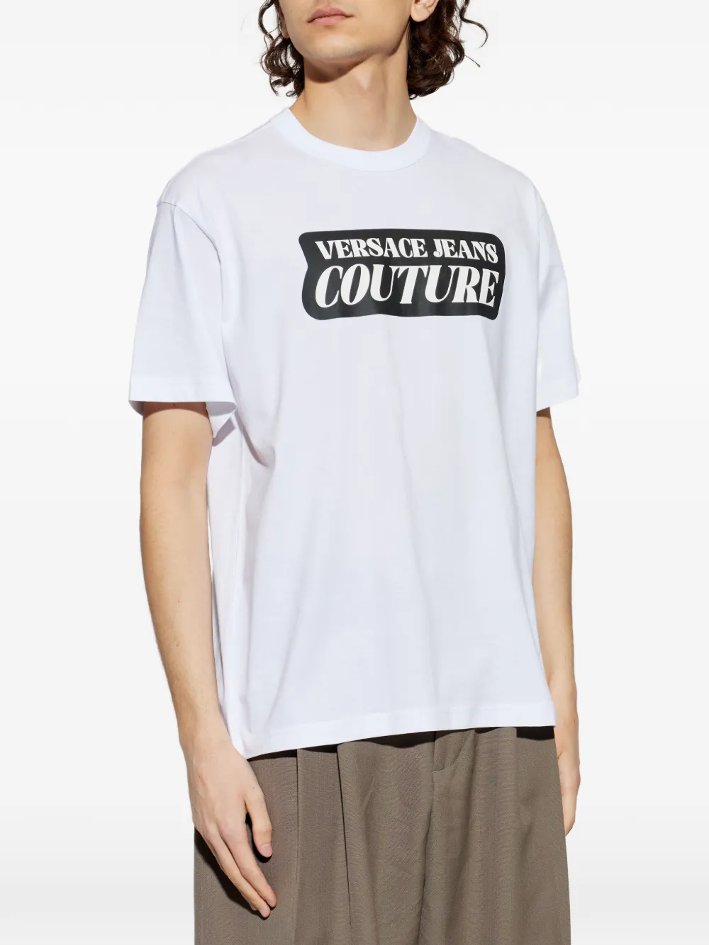 Versace Jeans Couture Katoenen T-shirt met logo Wit