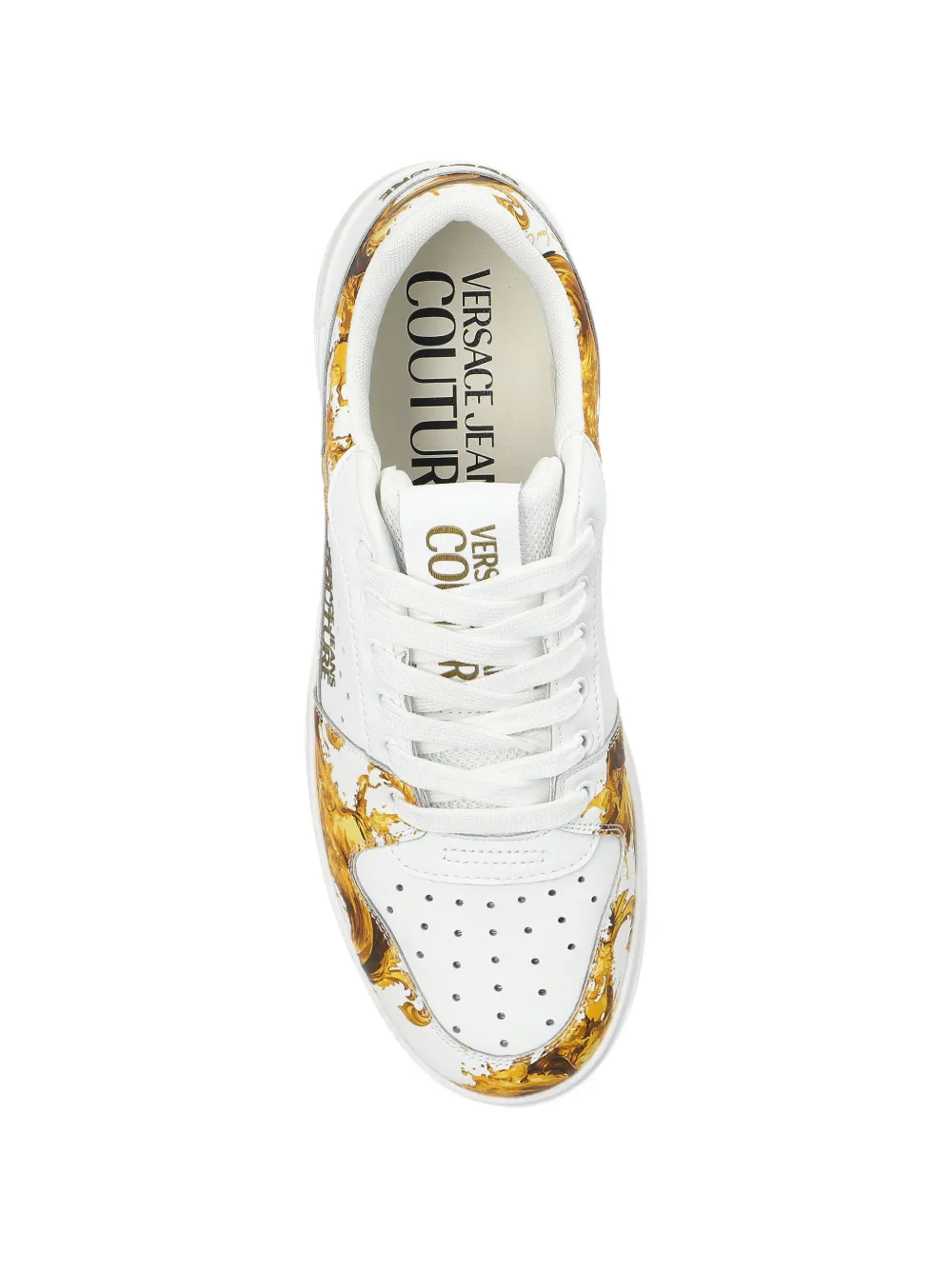 Versace Jeans Couture Leren sneakers met print Wit