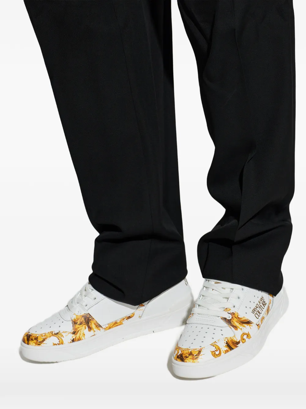 Versace Jeans Couture Leren sneakers met print Wit