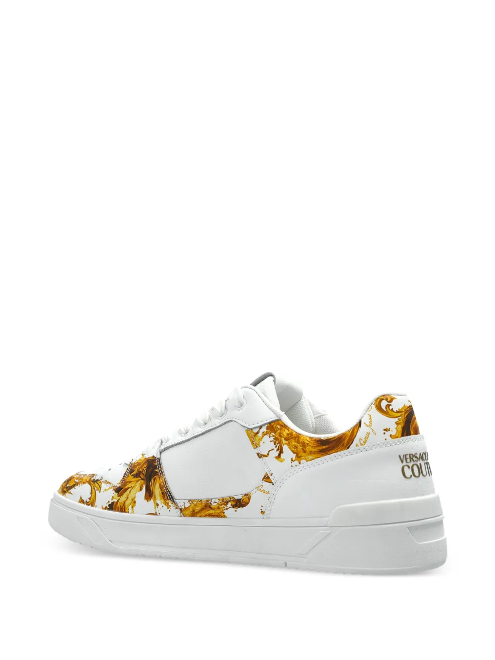  Versace Jeans Couture Printed Leather Sneakers - White 