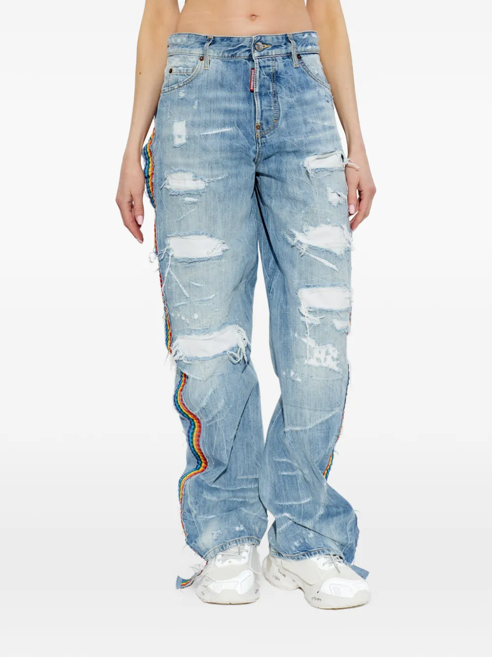 DSQUARED2 Gerafelde regenboogbroek Blauw