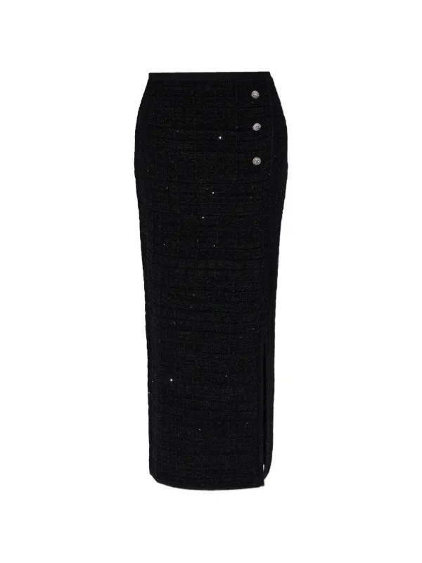 Alessandra Rich Sequin-embellished Knitted Midi Skirt in Black