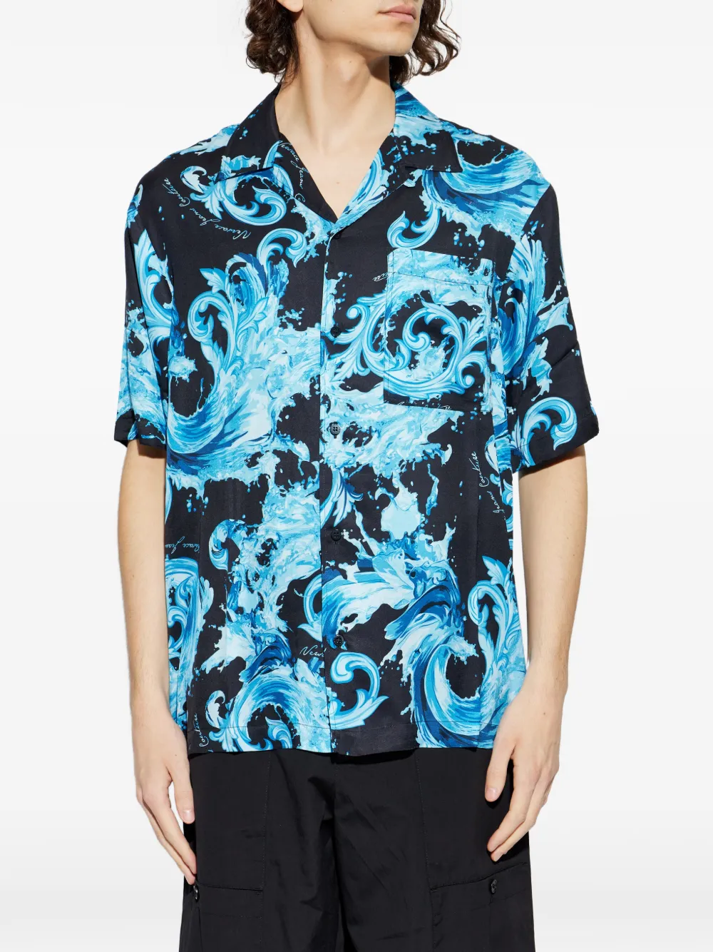  Versace Jeans Couture Barocco Print Pocket Shirt - Blue 