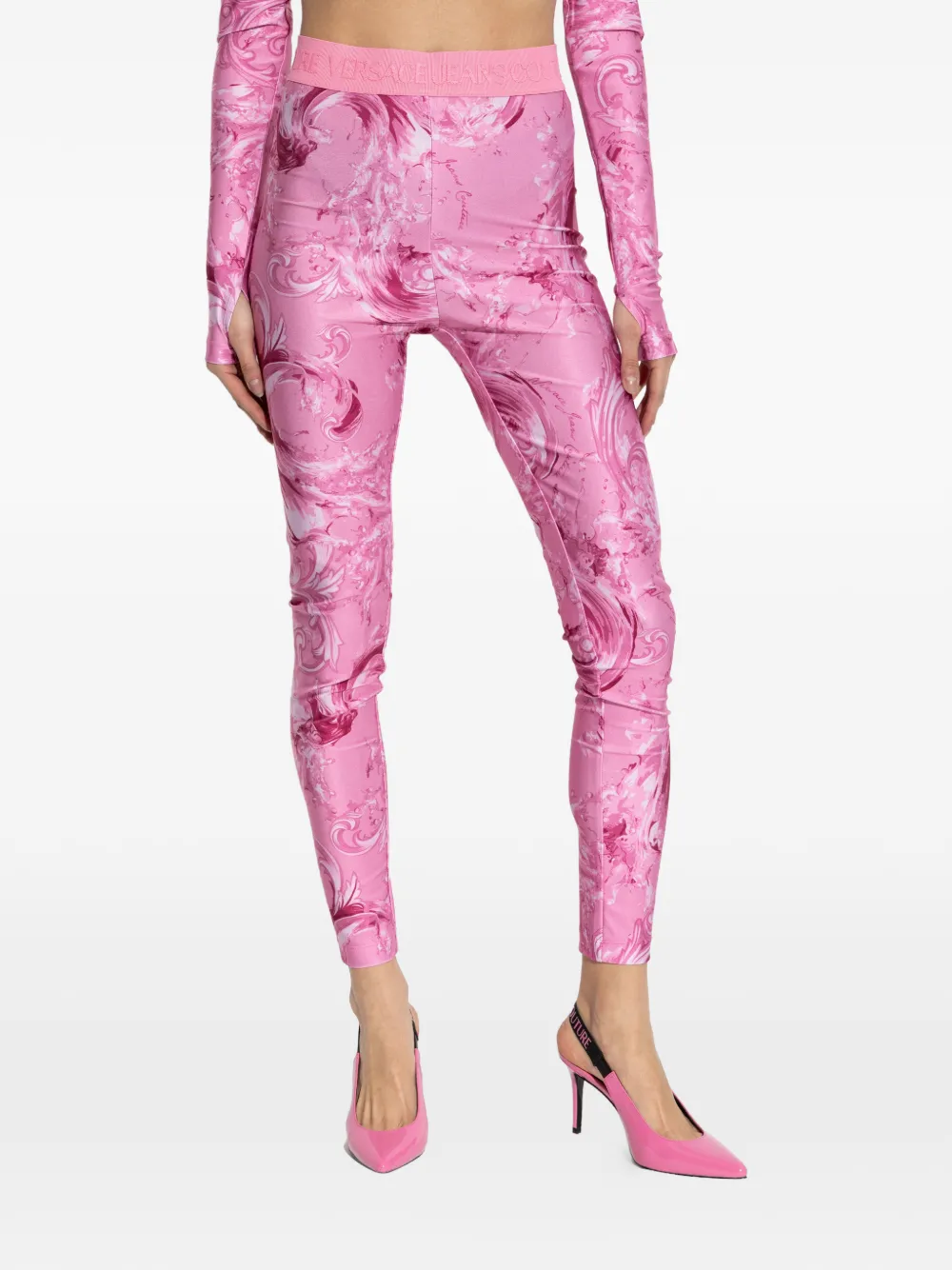  Versace Jeans Couture Baroque-print Leggings - Pink 