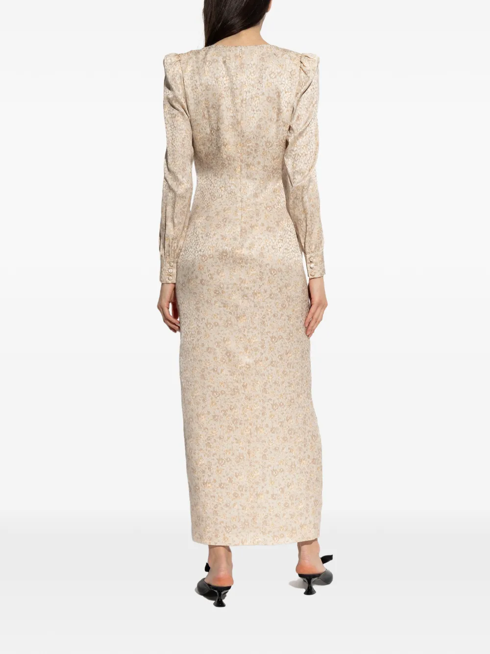 Alessandra Rich Avondjurk met ruches Beige