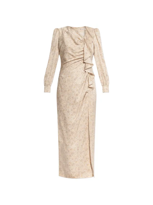 Alessandra Rich Ruffled Evening Dress in Neutrals