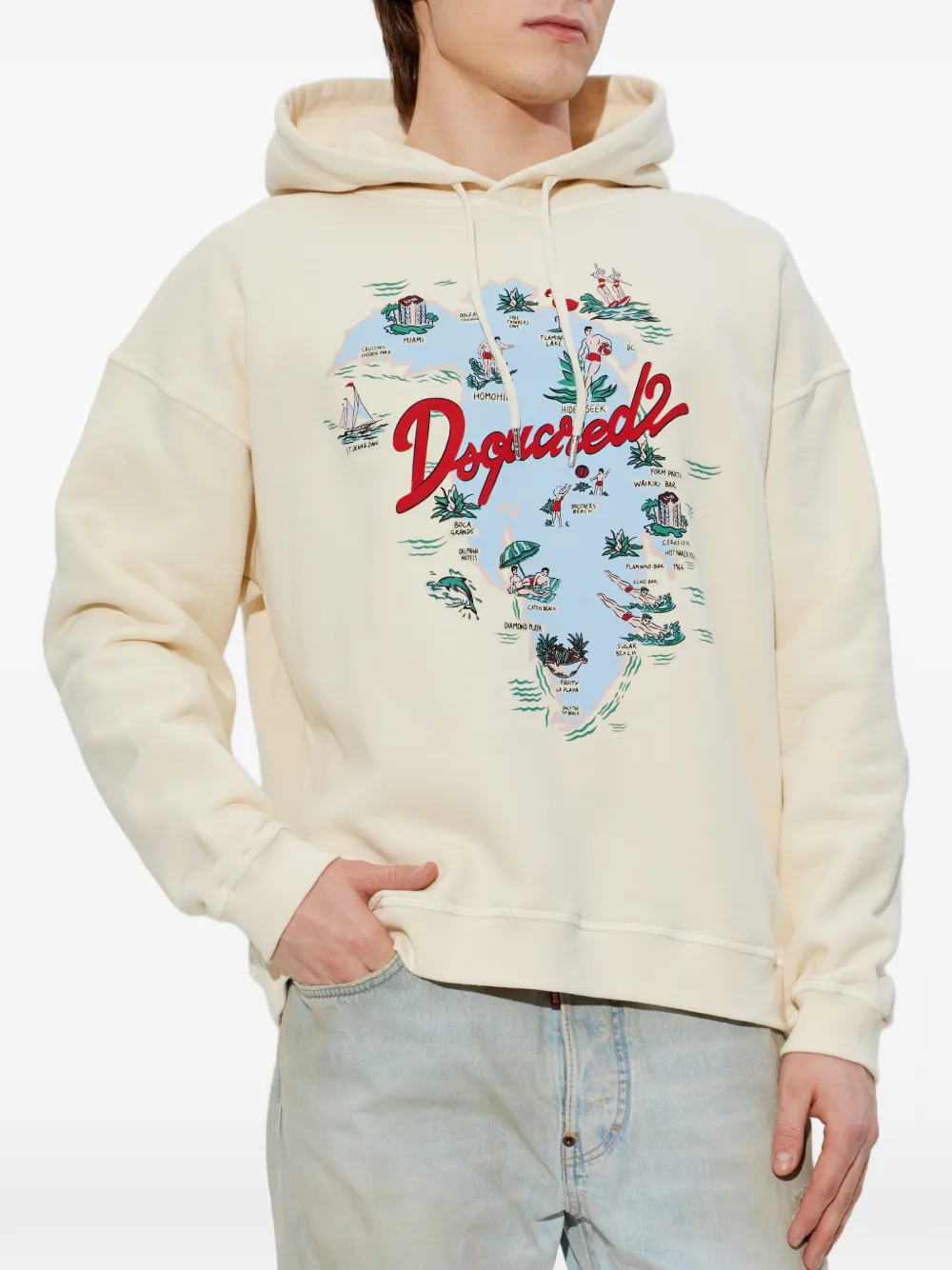 DSQUARED2 Hoodie met print Beige
