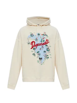 M 白　DSQUARED2 DEAN＆DAN メイプル　カナダリーフ　パーカー DSQUARED2 Maple Leaf グラフィック パーカー | ホワイト | FARFETCH JP