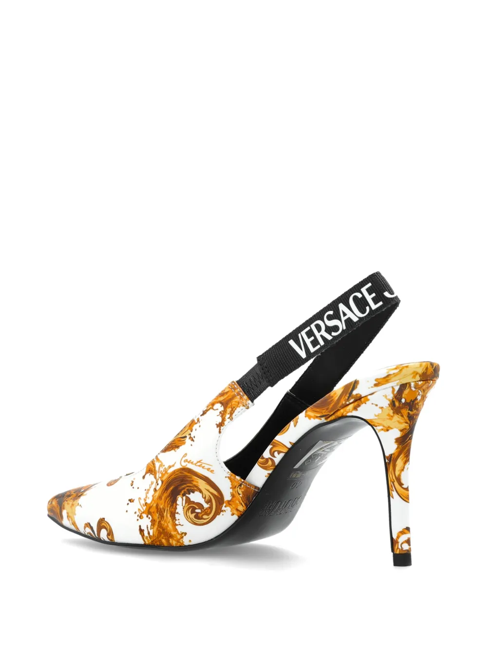 Versace Jeans Couture Slingback pumps met Barocco-print Wit