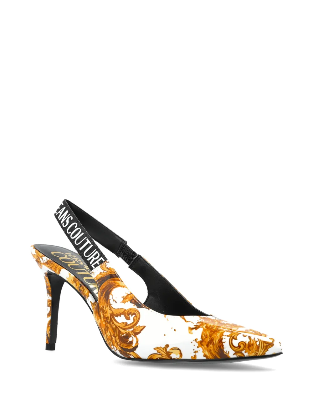 Versace Jeans Couture Slingback pumps met Barocco-print Wit