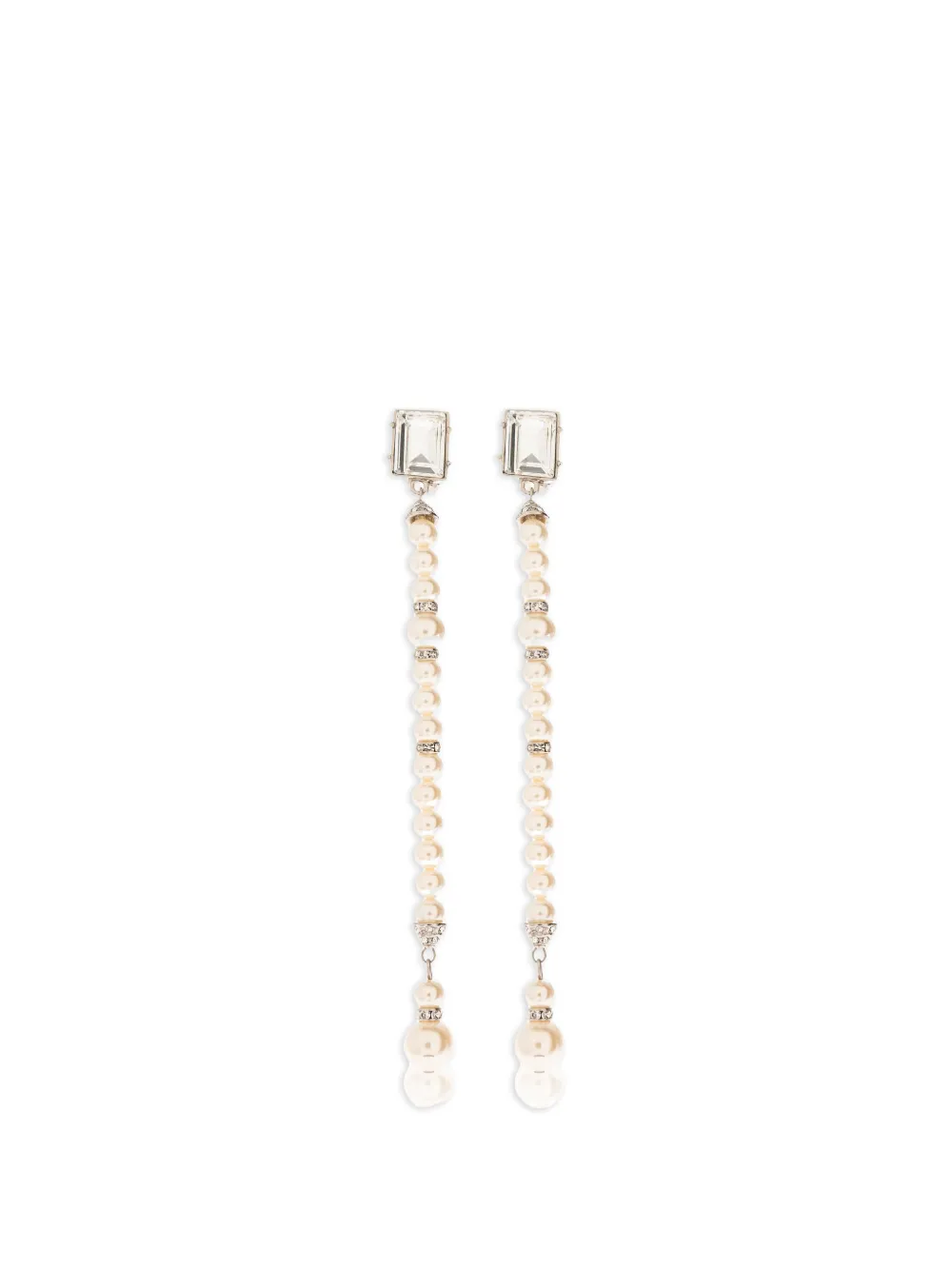 Alessandra Rich stone pearl drop earrings - Nude